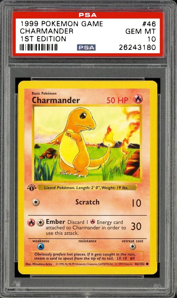 Pokemon Charmander 46/102 Base Set Card, TCG High-Demand, Wizards/WOTC –